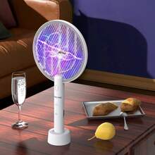 TMACTIME Upgraded Fly Killer 2PCS, 4000V Rechargeable Electric Fly Swatter With Base 2-In-1 High Efficiency Fly Zapper, 3-Layer Mesh Outdoor Indoor Bug Zapper For Mosquitoes, Bees, Moths - White - View 4