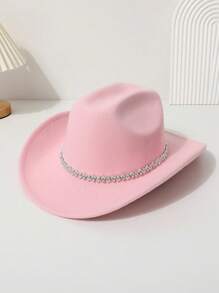 1 peça chapéu de cowgirl ocidental de cor sólida feminino, unissex colorido 3D geométrico casual mini chapéu para viagem, festa, chapéu de jazz para uso diário