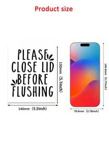 RandySticker 1pc/2pcs Please Close Lid Before Flushing Funny Toilet Stickers Bathroom Stickers Toilet Stickers Home Life Stickers Tip Stickers Gifts Birthday Graduation