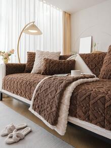 1 件毛绒厚绗缝提花沙发垫套，柔软亲肤，宠物友好型防滑，适合 4 个季节 - 彩色 - 查看 10