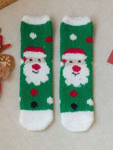 1 Đôi Tất Nhung San Hô Nhiều Màu Cho Nữ, Tất Lót Sàn Nhà Cho Nữ, Tất Ngủ Dày Có Lớp Lót Giữ Nhiệt, Tất Giáng Sinh Hoạt Hình, Thích Hợp Làm Tất Quà Giáng Sinh Cho Nữ - Nhiều màu - Xem 19