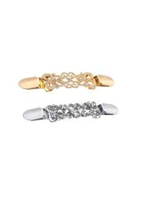 2 件装复古毛衣领夹复古翻领夹正式衬衫胸针夹，适合女士和女孩 - 彩色 - 查看 17