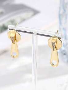 1 对独特时尚高端铜锆石装饰拉链耳环，适合女性日常佩戴，是送给女朋友/好朋友生日的理想礼物 - 拉鍊耳環 - 查看 5