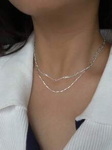 1pc Of 925 Sterling Silver Italian Solid Figaro Link Chain Necklace Comes With A Gift Box For Men & Women