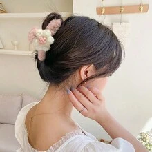 1 chiếc kẹp tóc hình hoa lông xù trang trí tối giản giản dị - Nhiều màu - Xem 3