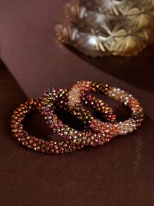 Esbbela Set de 3 pulseras Festival Gift, pulseras de cuentas, cristal artificial, apilables, elásticas, para mujeres de 6.5-8 pulgadas, para uso diario y vacaciones - vistoso - Ver 9