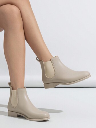 Women's Fashion Versatile Rain Boots, PVC Non-Slip, Waterproof, Warm And Soft, Short Shaft Wellies For Adults