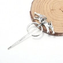 1pc Three Wolf Head Brooch, Metal Badge Lapel Pin, Movie Jewelry Accessory - Silver - View 6