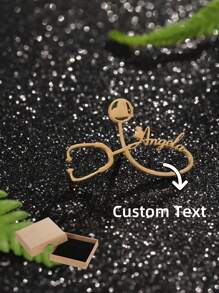 A Stethoscope English Name Personalized Brooch Fashionable And Simple Daily Business Banquet Nurses Wear - Platinum Plated - View 1