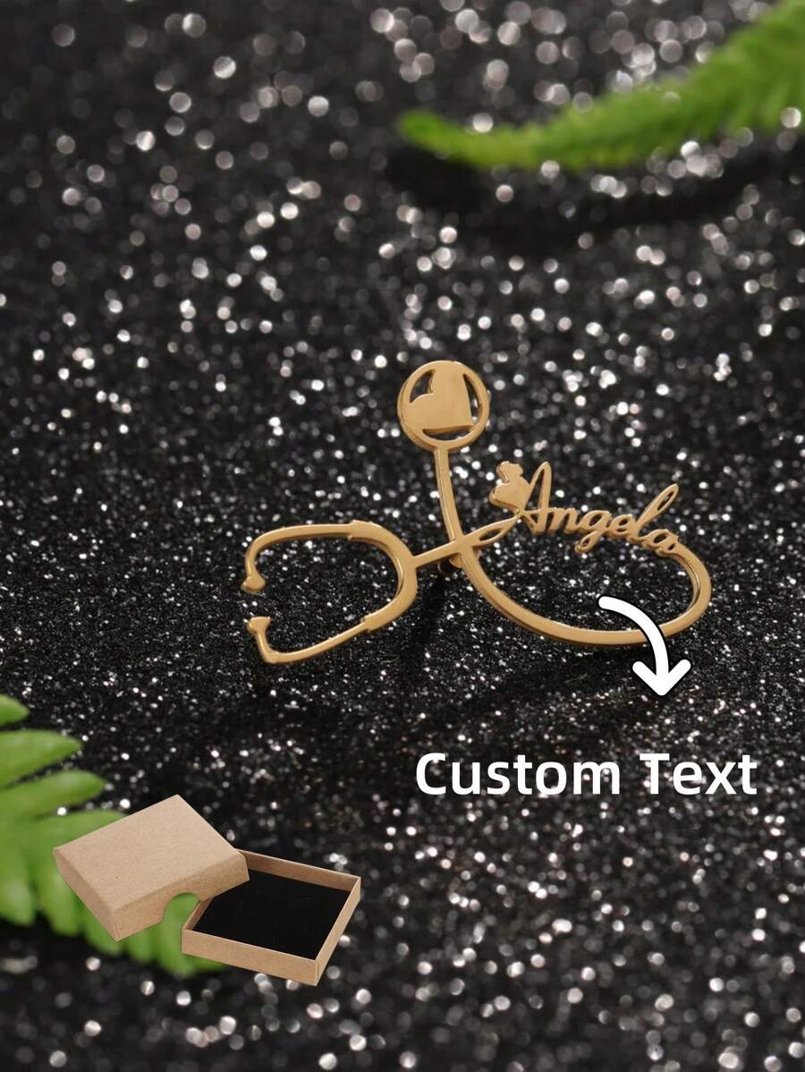 A Stethoscope English Name Personalized Brooch Fashionable And Simple Daily Business Banquet Nurses Wear - Platinum Plated - View 1