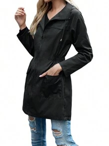 Women Light Rain Jacket Waterproof Active Outdoor Trench Raincoat With Hood Ladies Lightweight Windproof Windbreaker