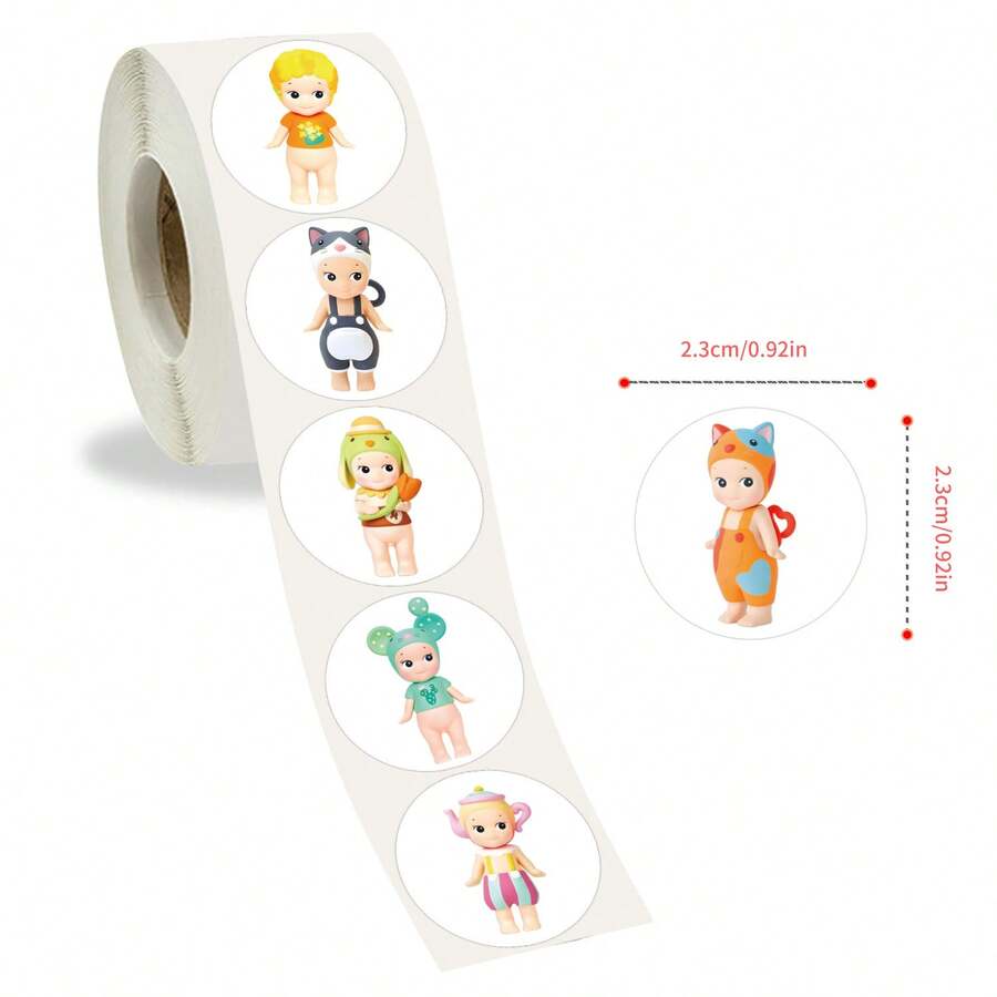 500pcs Sonnyangle Stickers, Cartoon Cute Aesthetic Stickers Roll Self