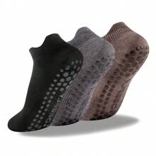 3 pares de calcetines de yoga para mujer, transpirables y antideslizantes con agarre, para gimnasio