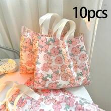10/50个郁金香图案派对礼品袋，新款服装店手提袋，用于礼品包装和购物，塑料服装袋，购物袋，派对袋，婚礼生日派对礼品袋，工艺手提袋，情人节派对礼物 - 彩色 - 查看 9