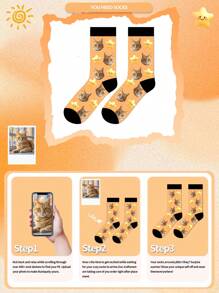 1 Pair Custom Face Men's Mid Socks, Put Any Face On Socks, Personalized Socks With Photos, Funny Custom Picture Pair With Medium Socks, Suitable For Valentine's Day, Birthday, Gift Giving And Other Occasions, Personalized, Funny, Colorful, Creative Anime Cartoon Design, Holiday Gifts, Comfortable And Breathable, Enhance Family Day Atmosphere, Stylish And Stylish, Funny For Men And Women, Crazy, Cute Kittens, Multi-Color Socks