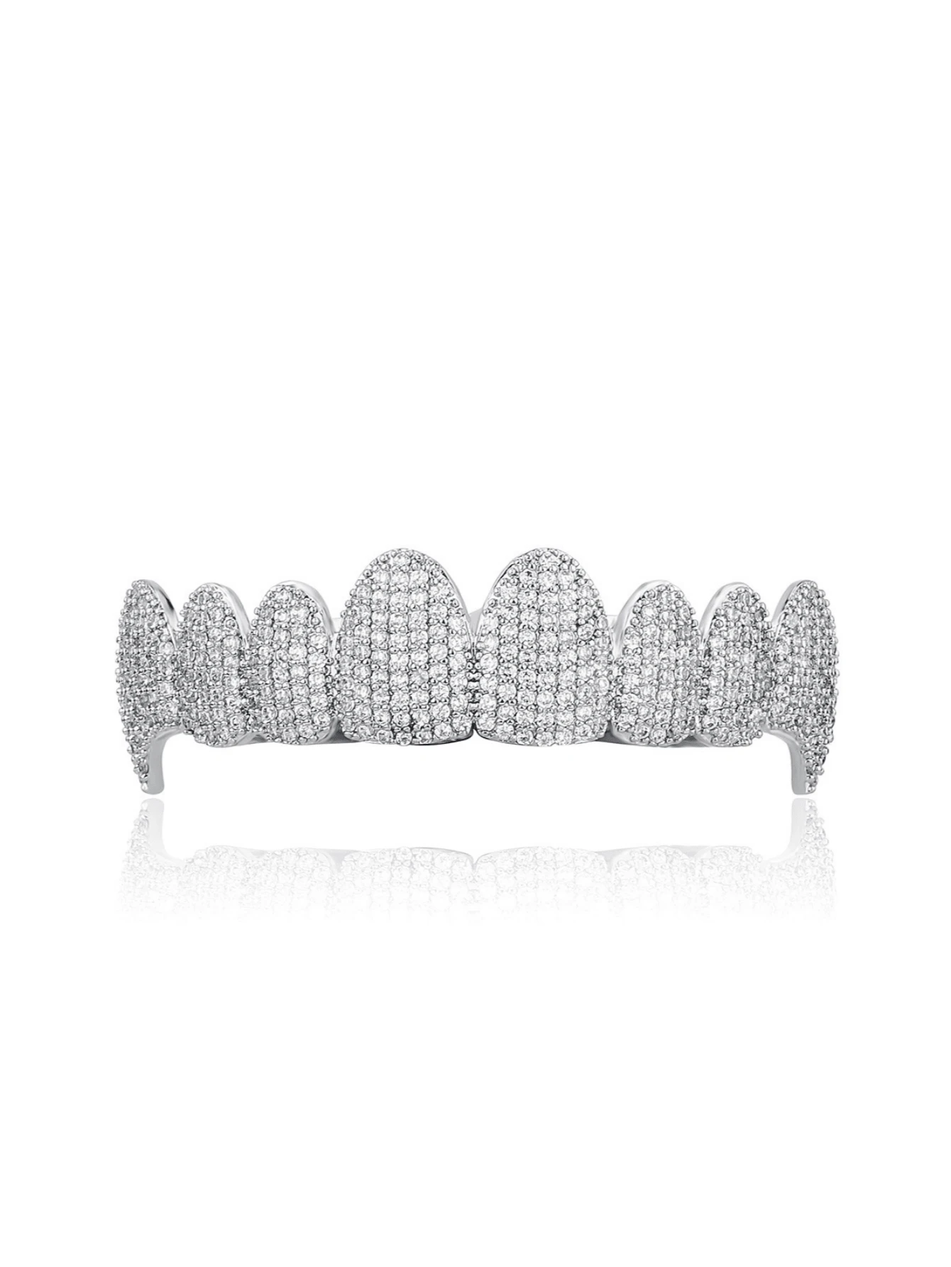 Vampire Teeth Silver Grills For Your Teeth Diamond Grillz For Women 18K