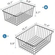 Upright Freezer Organizer Bins - 4 Pack Freezer Baskets For 16/17 / 21 Cu.Ft Stand Up Freezer, Easily Get Food, Stop Food Fall Out From Freezer Allow Air Circulation, 2 Large 2 Medium, Black/White - màu đen - Xem 7