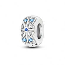 1pc 925 Sterling Silver Beads Rainbow Colored Zirconia Love Shaped Silicone Stopper Starry Sky Charms Beads Fit DIY Bracelets Positioning Bead Fine Jewelry Accessories Valentines