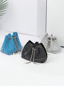 轻巧、商务休闲水钻装饰水桶包迷你抽绳设计、透明包时尚珍珠包晚宴包、晚宴包迷人、优雅、精致、安静的奢华水钻适合派对女孩、女士、新娘非常适合派对、晚宴/宴会 - 彩色 - 查看 2