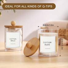 10 Oz Makeup Swab/Ball/Pad Holder, Qtip Apothecary Jar, Storage Box With Label Clear Bathroom Containers Dispenser For Storage 4 Packs Christmas Organizer - Transparent - View 4