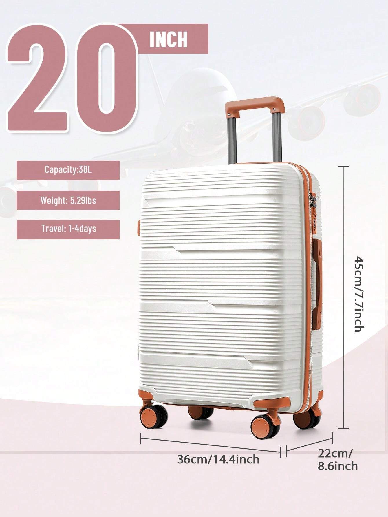 Floless Carry On Luggage Hard Shell Travel Trolley 4 Spinner Wheels