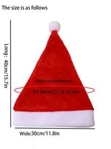 1 chiếc mũ ông già Noel nhung lông ngắn sang trọng trang trí Giáng sinh, vật dụng Giáng sinh cho cả nam và nữ, mũ dự tiệc cho người lớn, mũ ông già Noel bằng vải nỉ polyester màu trơn, thích hợp cho mùa xuân, hè, thu và đông - 1 cái - Xem 9