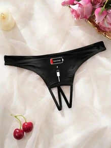 Bragas tipo tanga con abertura en la entrepierna y diseño de patrón eléctrico atractivo para mujer, ropa interior cómoda y de moda
