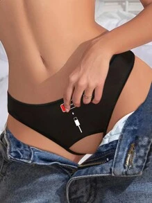 Bragas tipo tanga con abertura en la entrepierna y diseño de patrón eléctrico atractivo para mujer, ropa interior cómoda y de moda
