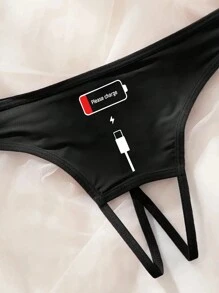 Bragas tipo tanga con abertura en la entrepierna y diseño de patrón eléctrico atractivo para mujer, ropa interior cómoda y de moda