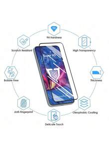 ZYONS 2pcs Ultra-Clear 9D Full Coverage 2.5D 9H Hardness Tempered Glass Screen Protector, Suitable For Redmi Note 14/13 Pro Max/12R/11 Lite/10S/9A/8/T/Redmi 14C/13C/11 10 2022/9i Power/A5/A4/A3/A2+/A1/K80/K70 Pro/K60 Ultra/K50/K40/K30 Series, Waterproof, Shockproof, Anti-Scratch, Anti-Fingerprint - Black - View 4