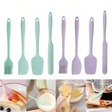 4pcs/Set Nordic Style Silicone Bakeware Tools, Mini Scraper/Mini Spatula/Basting Brush/Long Spatula, Macaron Colors, Cake Cream Cheese Spreader, Kitchen Utensils