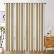 Panouri de perdele negre cu ochiuri, disponibile în opțiuni de 4/2/1 panouri, dimensiuni multiple, țesătură în 3 straturi de înaltă calitate, izolare termică și umbrire solară, potrivite pentru dormitor, sufragerie, sufragerie, bucătărie, dulap, culoare bej