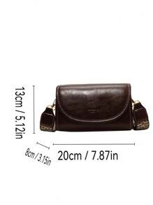 Bolso bandolera cuadrado vintage con correa ancha - Bolso de hombro con solapa de color liso y elegante con correa ajustable para mujer - Perfecto para uso diario y viajes