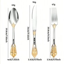 3pcs Personalized Stainless Steel Flatware Set With Vintage Embossed Pattern, Great For Family And Friend Gathering Gift Christmas Gift