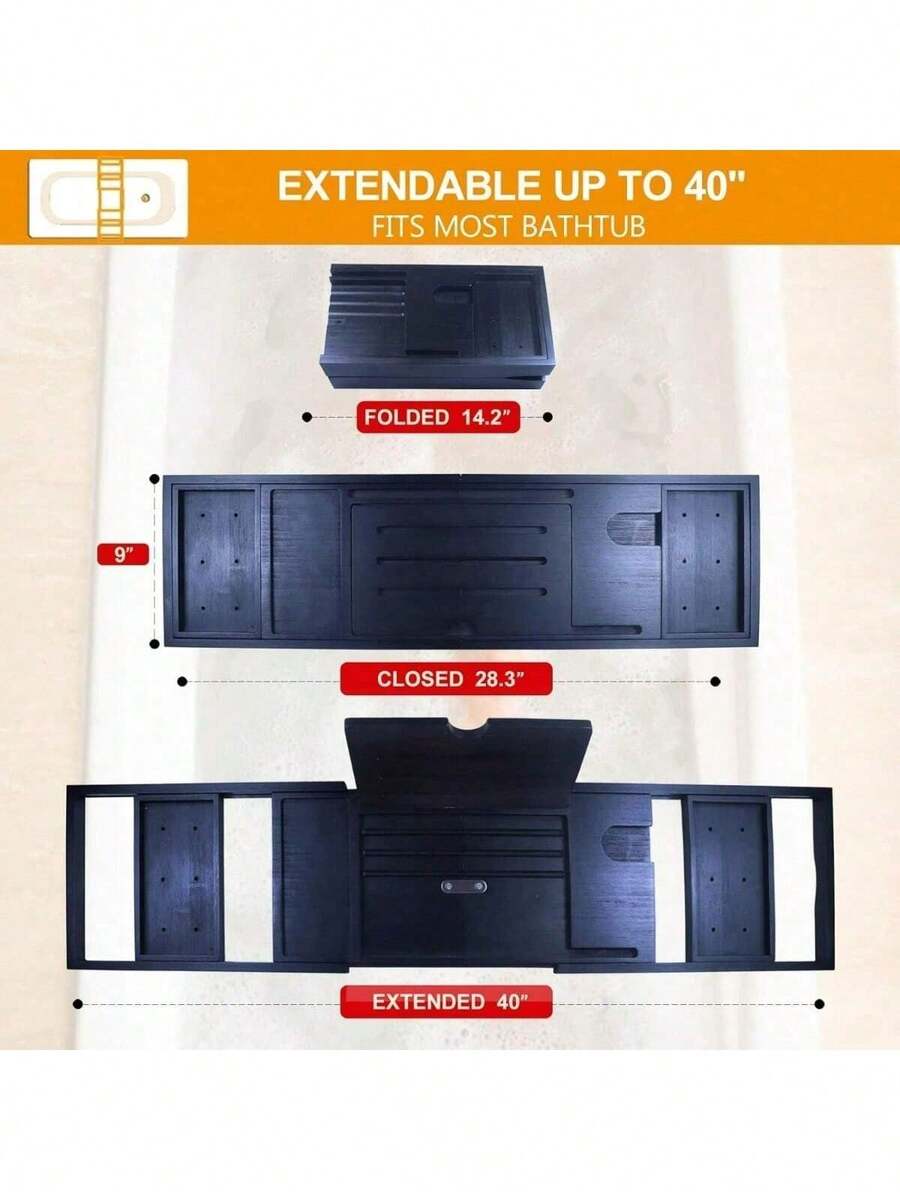 Premium Bathtub Tray Caddy Expandable Bath Tray Adjustable Bathroom