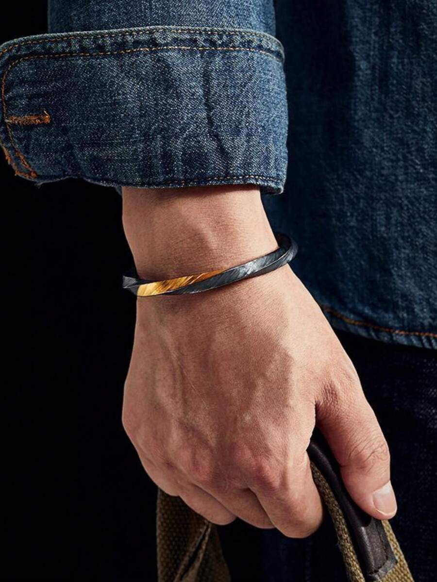 Vòng tay phong cách Viking chạm khắc thủ công, thiết kế vòng Mobius độc đoán dành cho nam giới - màu đen - Xem 1