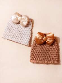 2 Chiếc Mũ Nơ Cài Nút Đan Cho Trẻ Sơ Sinh, Co Giãn Unisex Thích Hợp Sử Dụng Hàng Ngày, Lễ Hội, Tiệc Tùng, Quà Tặng - 0-2Y - Xem 5