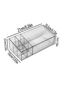 1pc Desktop Transparent PET Makeup Organizer Box, Multi-Compartment Lipstick & Cosmetics Storage Display Tray,For Holiday Beach, Bathroom Collection, Bedroom Collection, Large Capacity