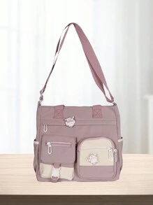 Women's Crossbody Bag With Cute Pins Large Capacity Casual Shoulder Tote Bags For Daily - Màu tím - Xem 1