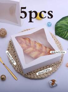 2pcs/5pcs/10pcs Window Bread Box, Cake, Pastry, Chocolate, Cookie, Pie, Birthday Party, Wedding, Easter, Snack Packaging Box