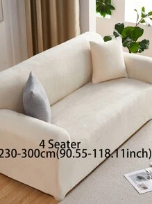 1pc Winter Warm Plush Solid Color Elastic Sofa Cover, Modern Minimalist Anti-Slip All-Inclusive Sofa Protector, Fits L-Shaped And 1/2/3/4 Seat Sofas