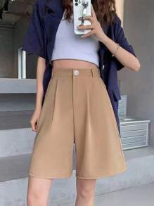 Tailored Bermuda Shorts Without Belt - Gringa Fashion - gừng - Xem 3
