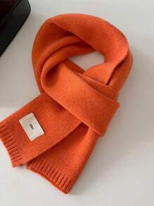 1st 2024 Herfst/Winter Koreaanse Stijl Gebreide Sjaal Voor Vrouwen, Effen Kleur, Warm, Unisex, Dikke Nekwarmer