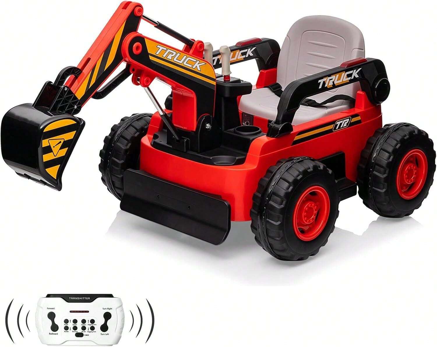 12V Kids Ride On Excavator Digger Truck With Remote Control & Electric