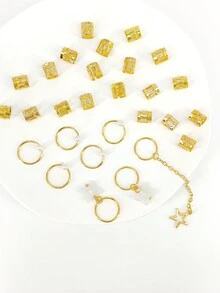 28 件发辫袖口、发饰辫子首饰辫子首饰发辫环辫子装饰首饰头发辫子配饰发型 - 金色 - 查看 6