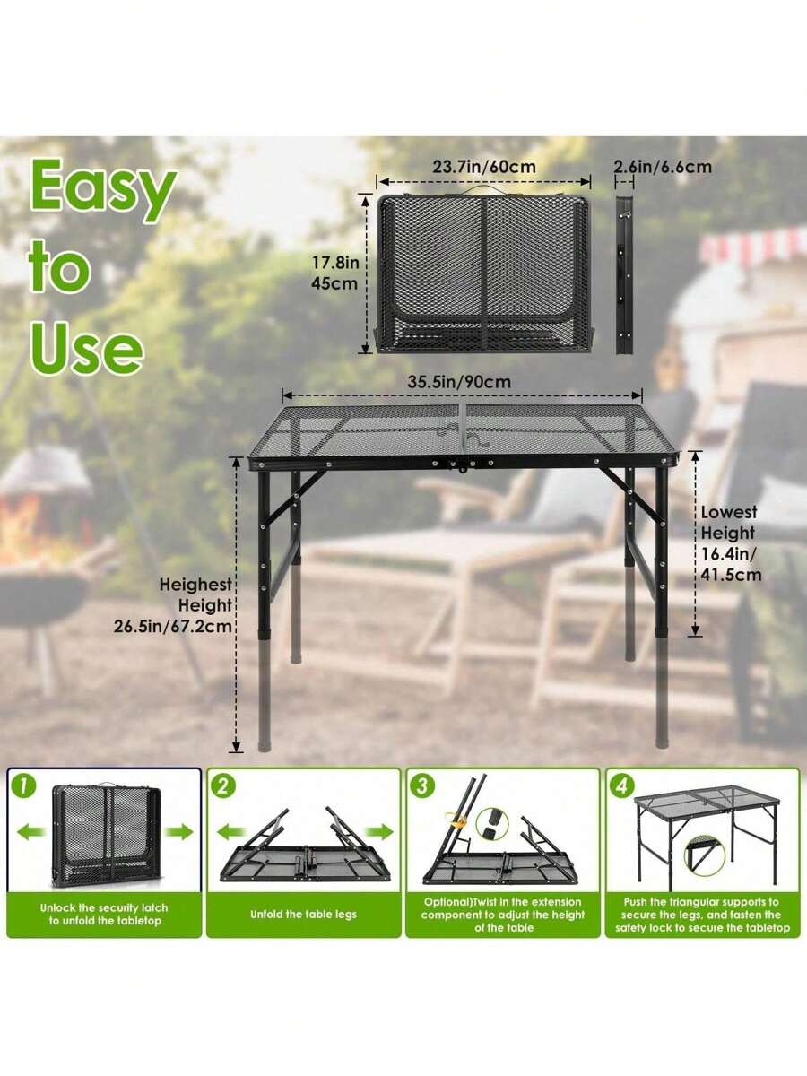 Aluminum Picnic Table 2.3ft Foldable - Lightweight Portable Outdoor Table  For BBQ, Beach \u0026 Patio Aluminum Camping Table, image size:900x1200