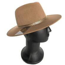 Fedora Hat Country Bandinha Shine Golden Unisex Medium Brim Top Premium Rodeo Show Style - Krem - View 5