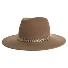 Fedora Hat Country Bandinha Shine Golden Unisex Medium Brim Top Premium Rodeo Show Style - Krem - View 1