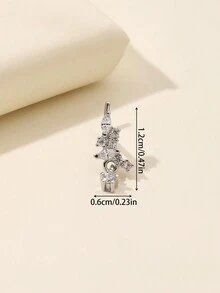 1 chiếc khuyên mũi đơn giản hình bất đối xứng màu bạc lấp lánh, thích hợp cho phụ nữ đeo hàng ngày trang sức xỏ khuyên mũi - Bạc - Xem 2