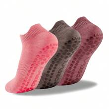 3 pares de calcetines de yoga para mujer, transpirables y antideslizantes con agarre, para gimnasio